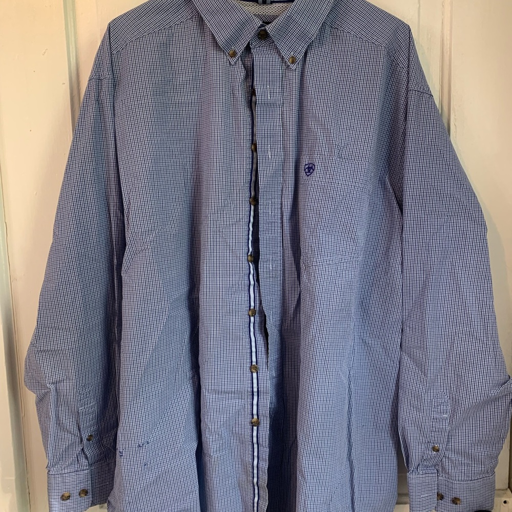 Ariat Men's Blue Plaid Button Down Shirt